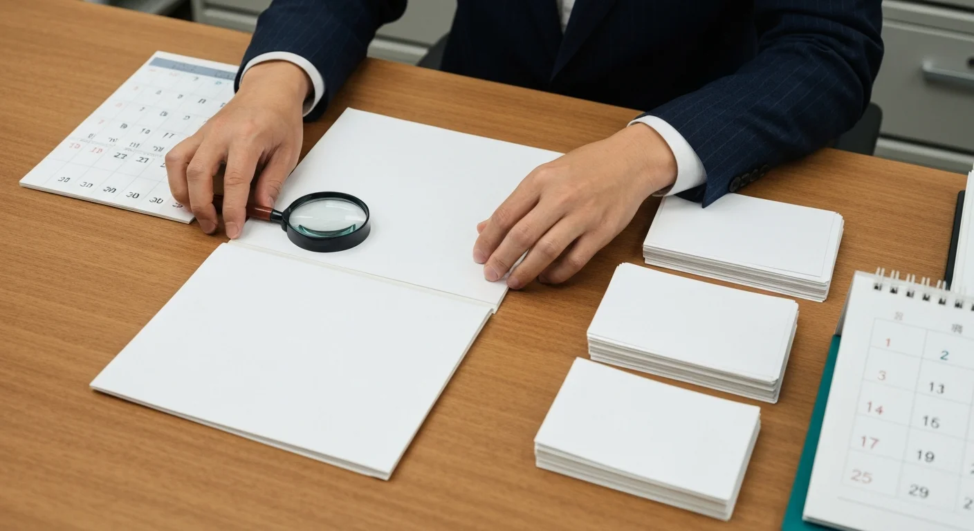 書類用のファイル、印鑑、ペンを整えた法律手続きの準備用品